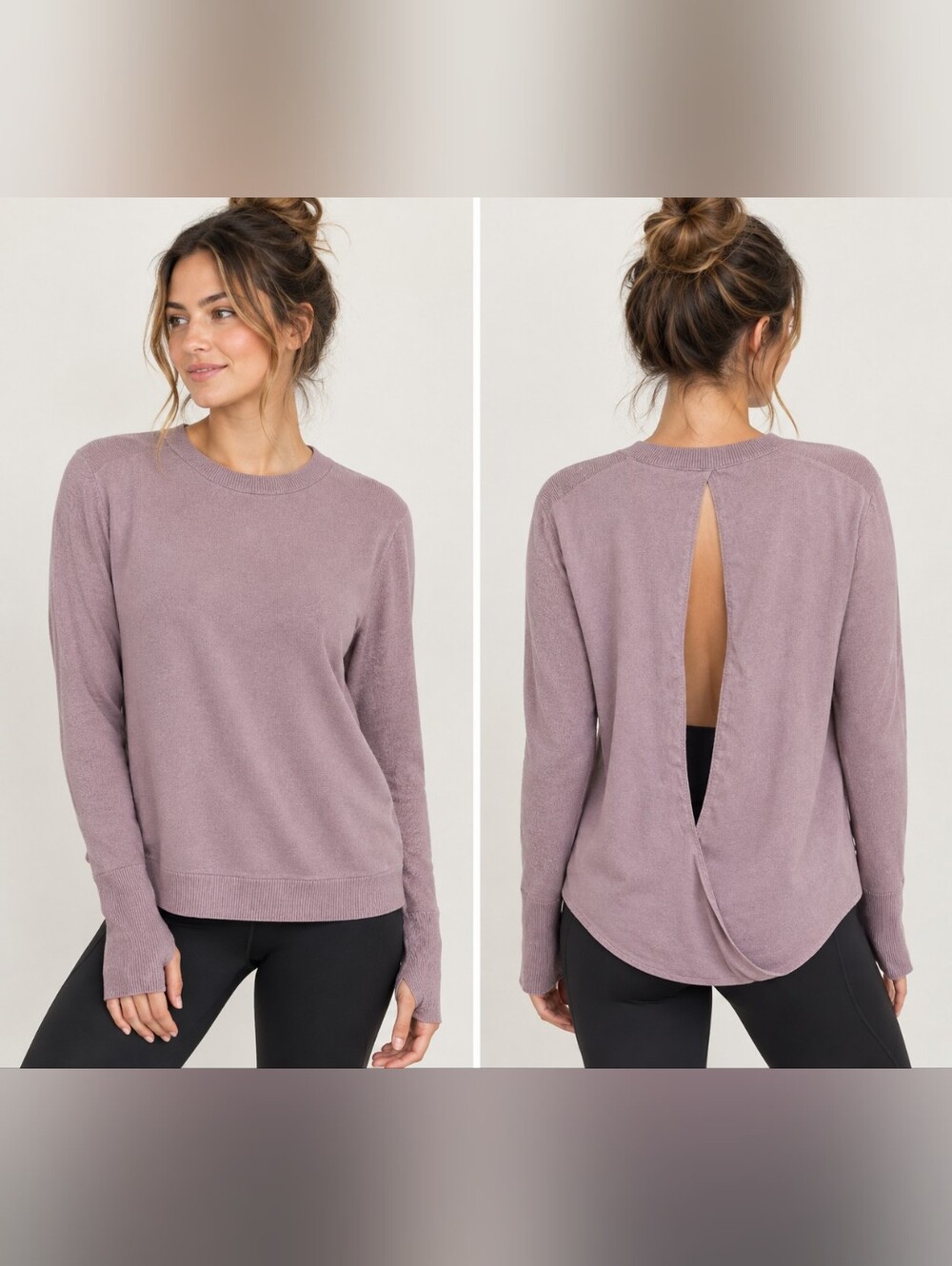 Lululemon Still At Ease Pullover Sweater Womens 6 Mauve Knit Open Back